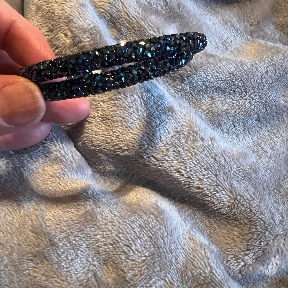 Swarovski Crystal Dust Encrusted Double Blue Tone Bracelet, excellent cond. - Picture 5 of 8